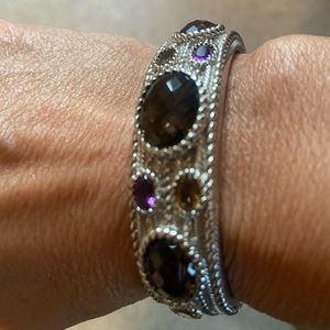 Judith Ripka silver cuff with quartz stones